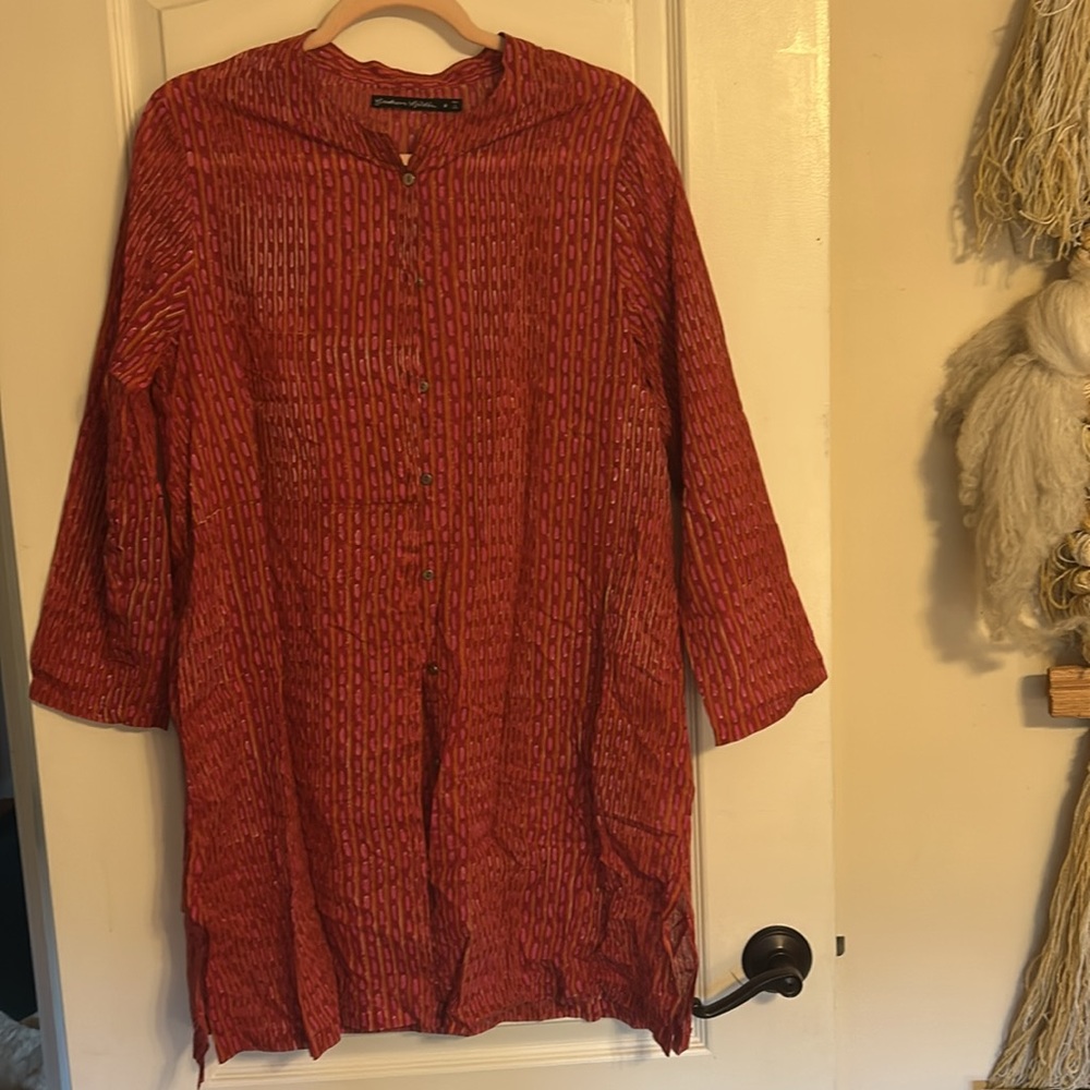 Gudrun Sjoden Pink and Red Lagenlook Tunic Blouse - Picture 3 of 3
